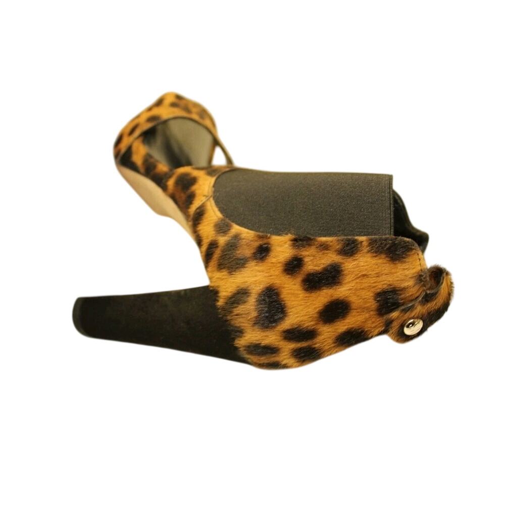 Stuart Weitzman Animal Print Heels Leopard Print Died Calf Fur - Picture 13 of 15